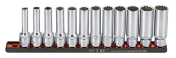 Flank socket 1/2" 12-point deep on rail 12-pcs. redirect to product page